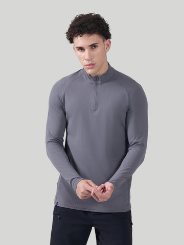 Men Solid Slim Fit Mock Neck Sports T-shirt with ELASTO PLUS