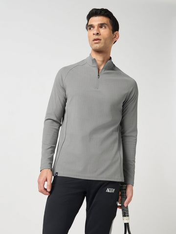 Men Solid Slim Fit Mock Neck Sports T-shirt with ELASTO PLUS