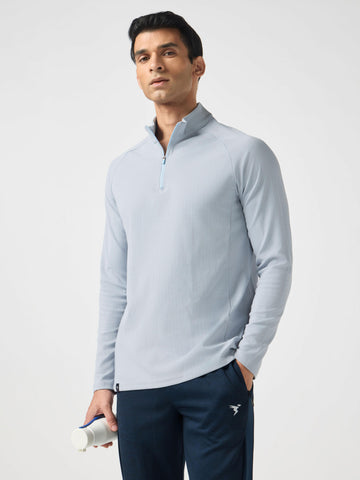 Men Solid Slim Fit Mock Neck Sports T-shirt with ELASTO PLUS