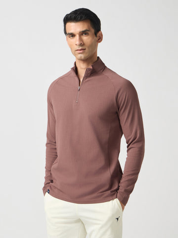 Men Solid Slim Fit Mock Neck Sports T-shirt with ELASTO PLUS