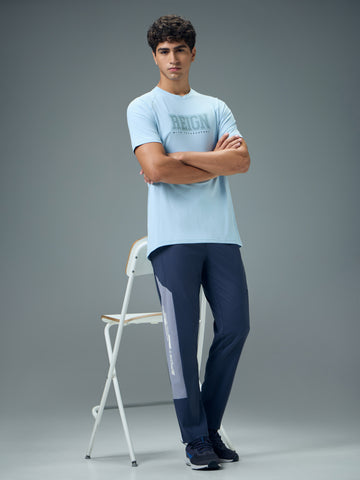 Men Typography Printed Slim Fit Round Neck Sports T-shirt with COTFLEX