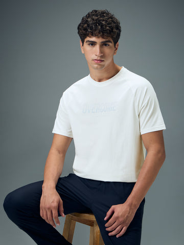 Men Typography Printed Slim Fit Round Neck Sports T-shirt with COTFLEX