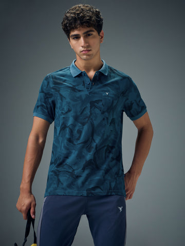 Men Printed Slim Fit Polo Sports T-shirt with MATPIQ