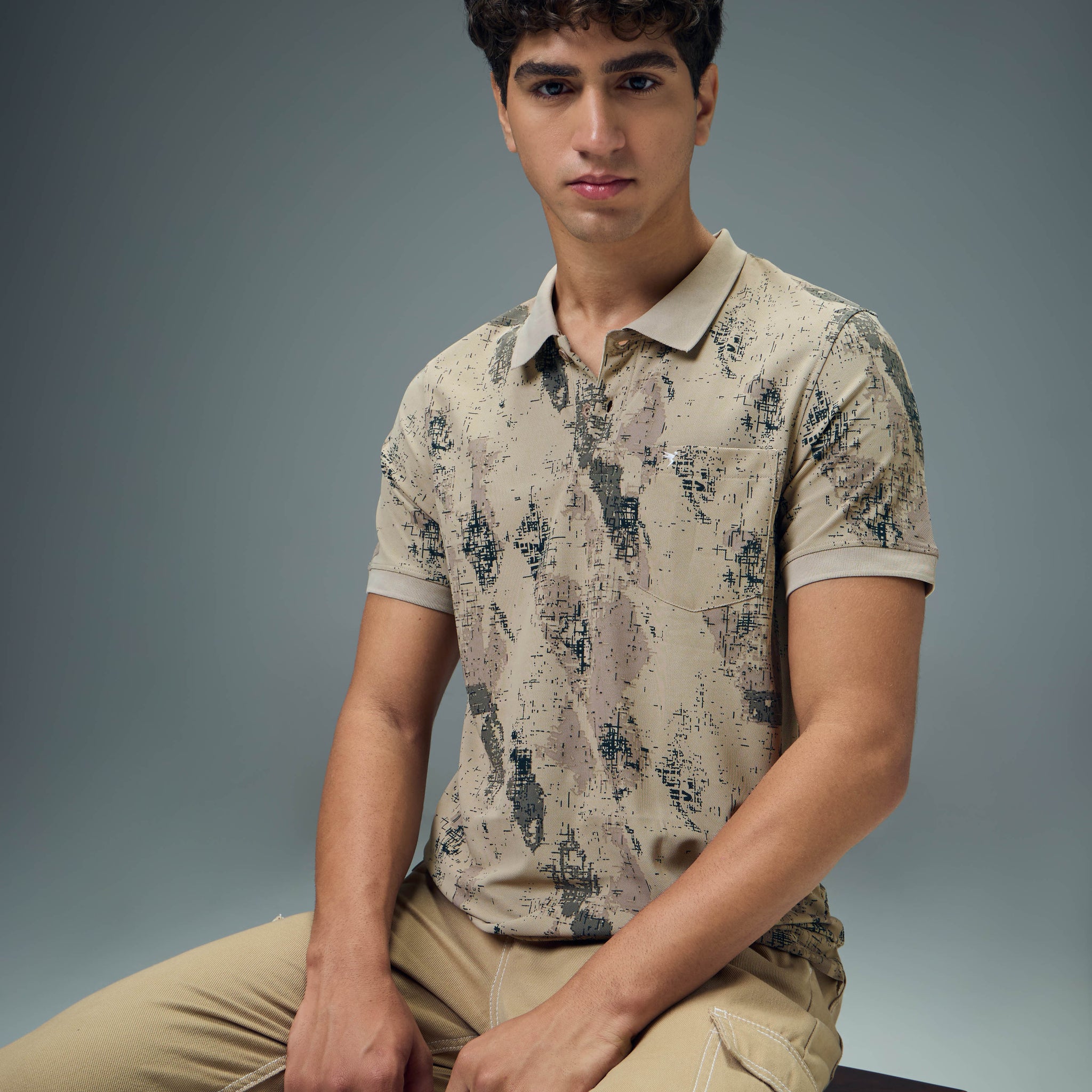 Men Printed Slim Fit Polo Sports T-shirt with MATPIQ