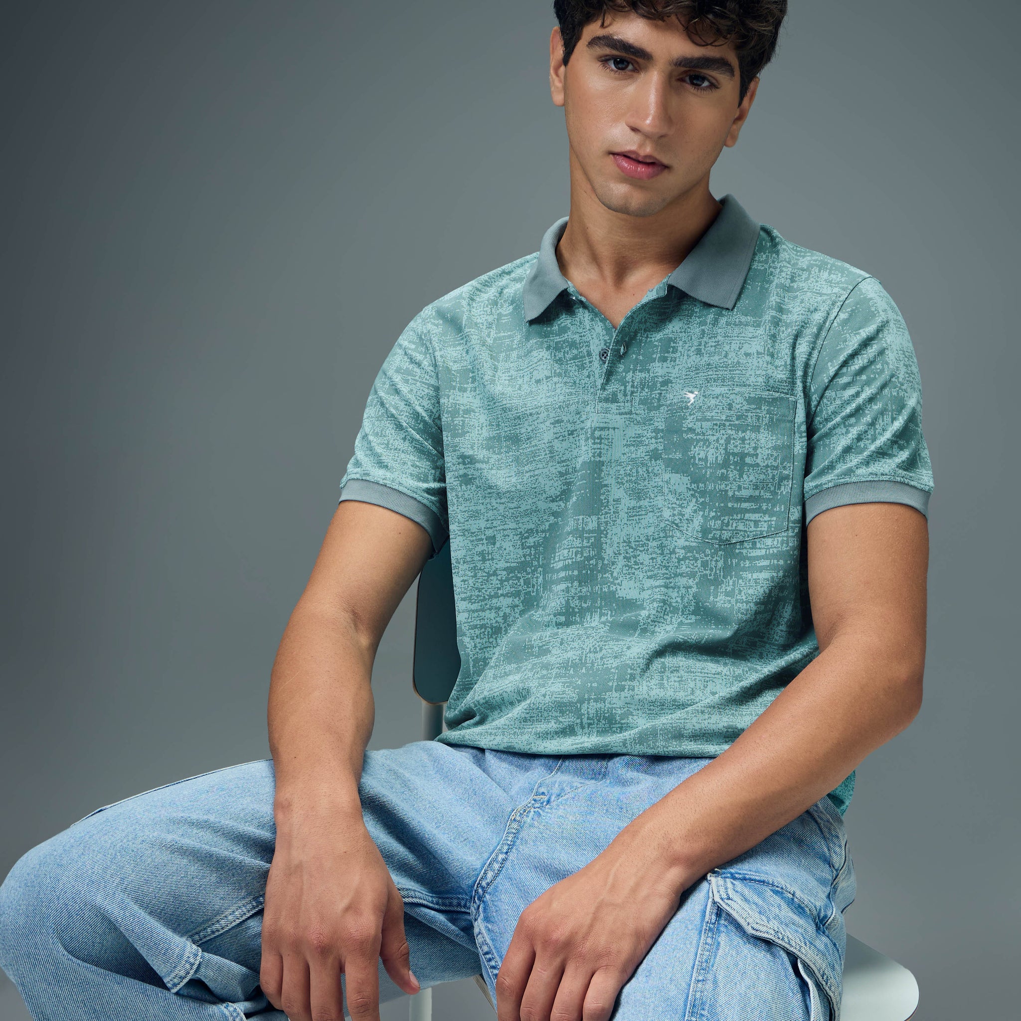 Men Printed Slim Fit Polo Sports T-shirt with MATPIQ