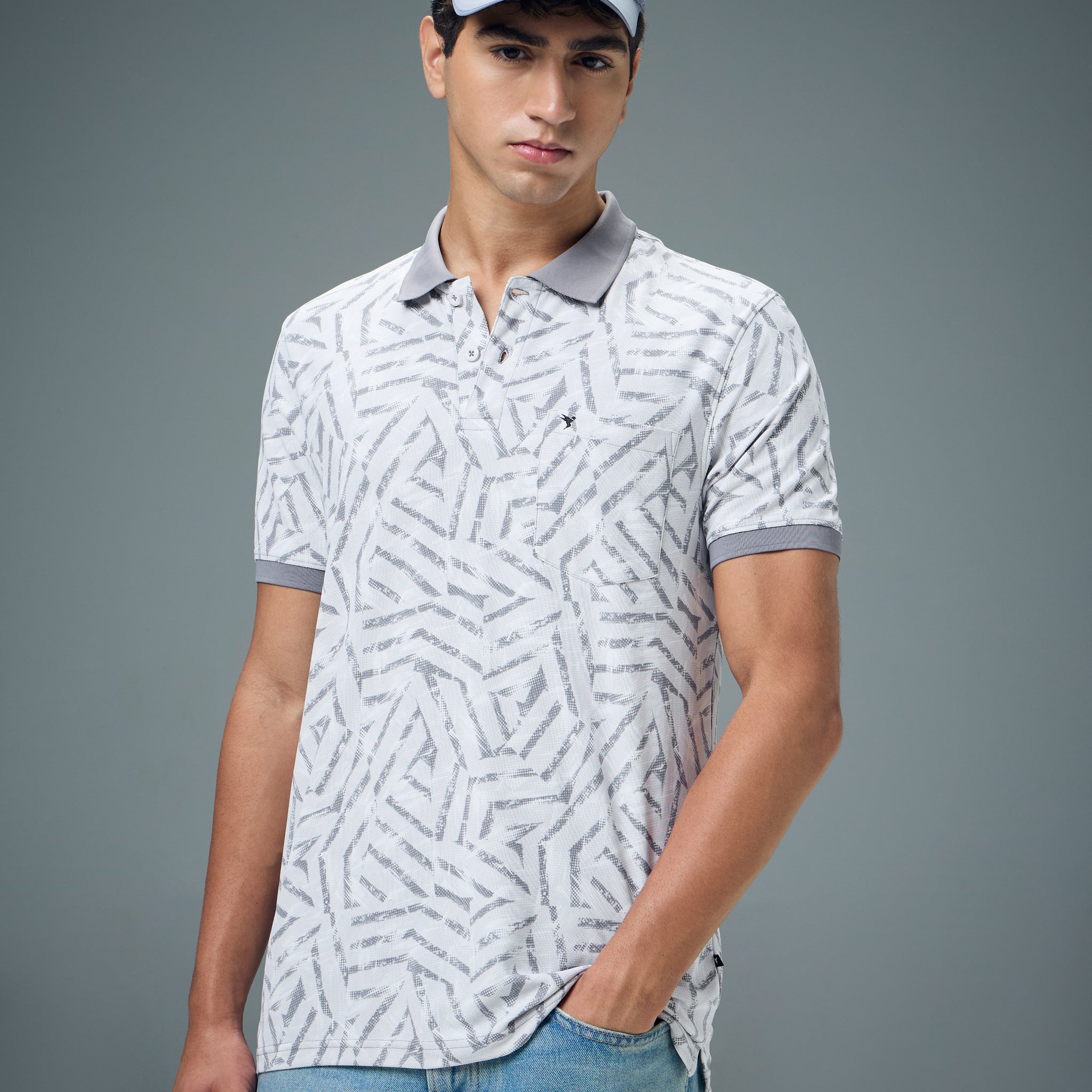 Men Printed Slim Fit Polo Sports T-shirt with MATPIQ