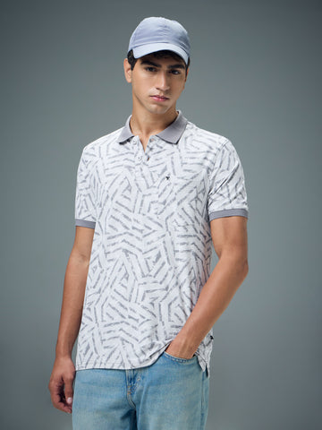 Men Printed Slim Fit Polo Sports T-shirt with MATPIQ