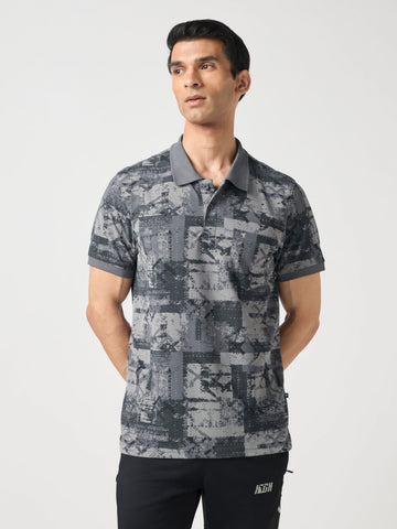 Men Printed Slim Fit Polo Sports T-shirt with MATPIQ
