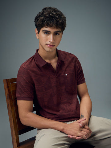 Men Printed Slim Fit Polo Sports T-shirt with MATPIQ