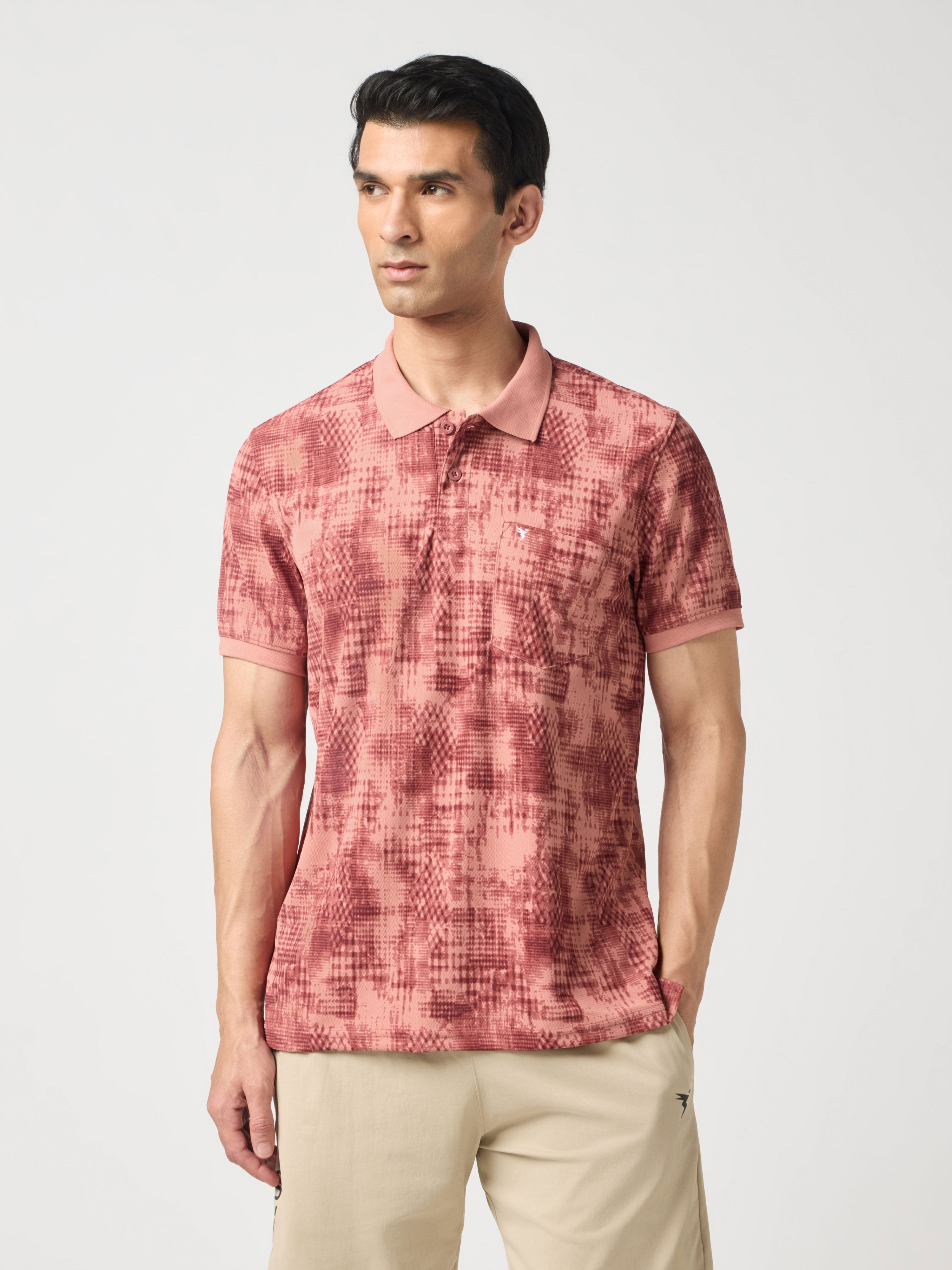 Men Printed Slim Fit Polo Sports T-shirt with MATPIQ