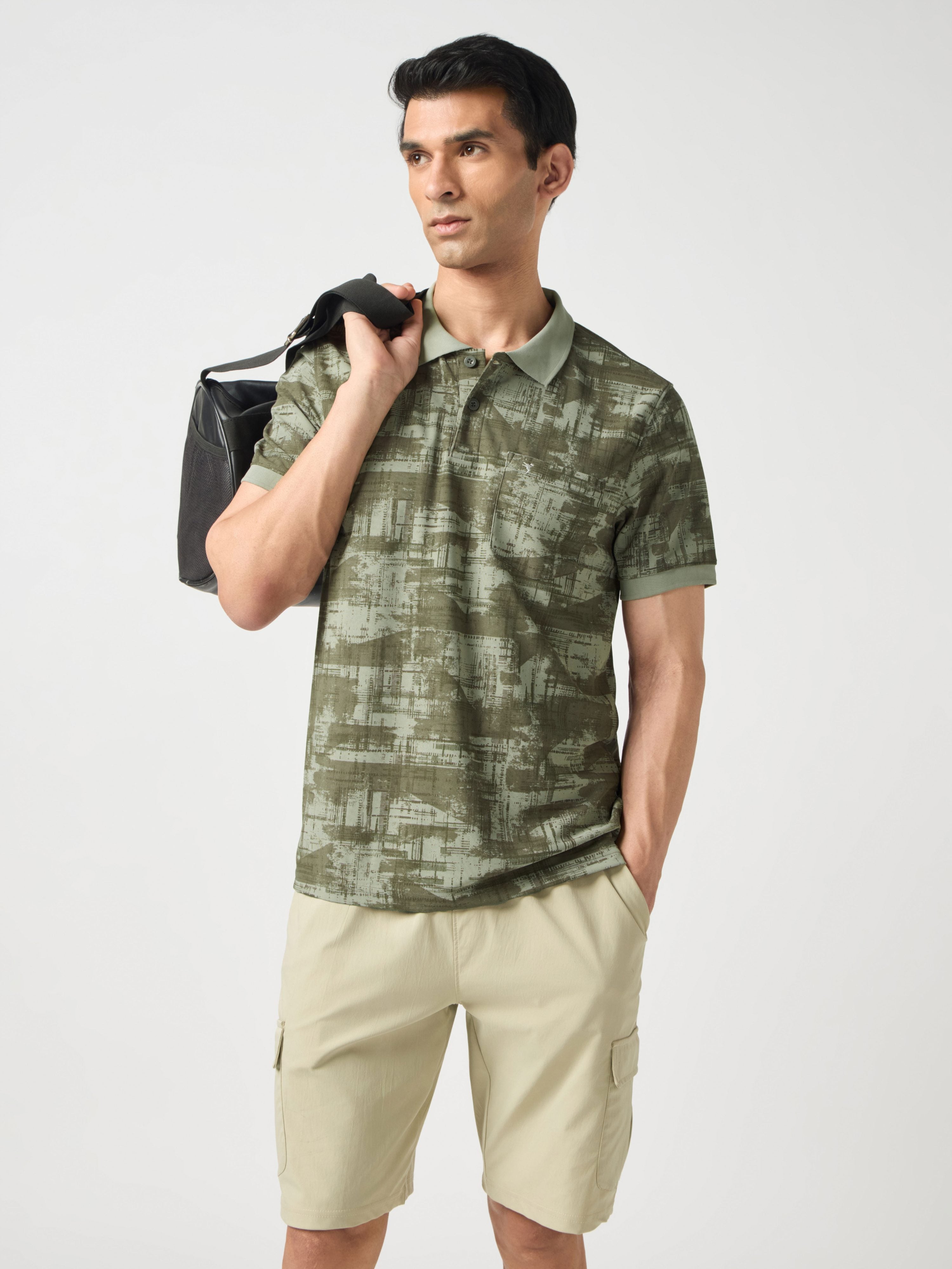 Men Printed Slim Fit Polo Sports T-shirt with MATPIQ