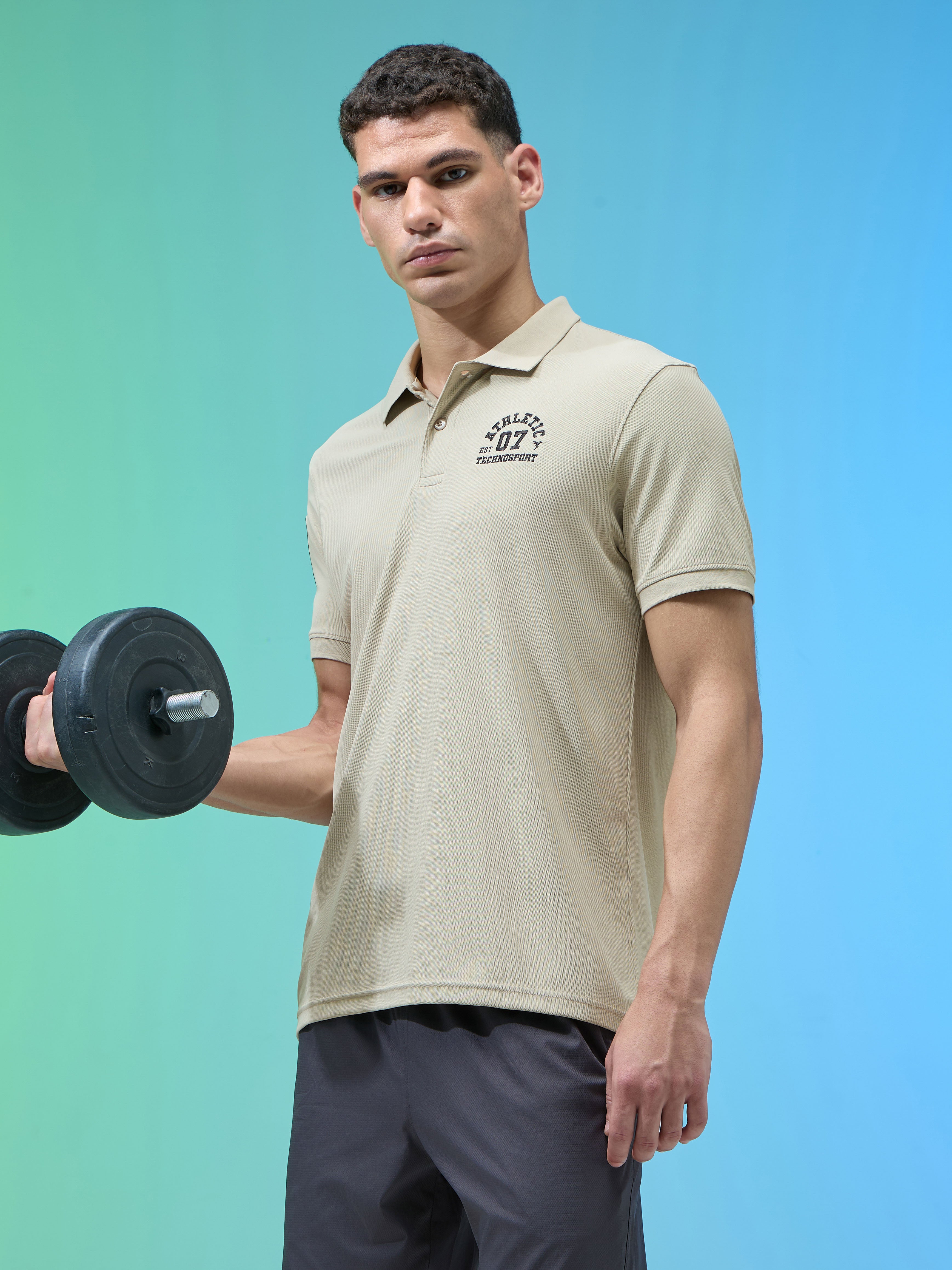 Men Solid Slim Fit Polo Sports T-shirt with MATPIQ
