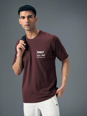 Men Typography Printed Oversized Round Neck Sports T-shirt with MATPIQ