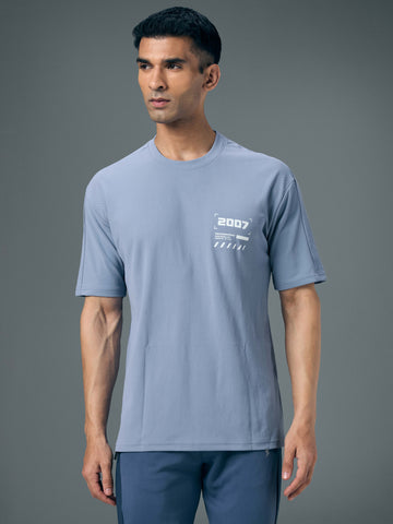 Men Typography Printed Oversized Round Neck Sports T-shirt with MATPIQ