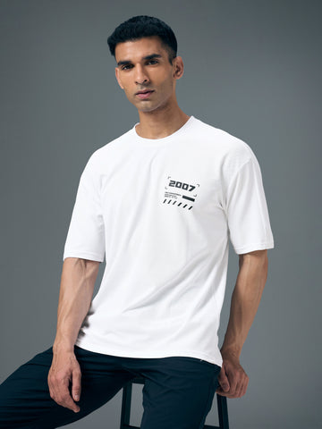 Men Typography Printed Oversized Round Neck Sports T-shirt with MATPIQ