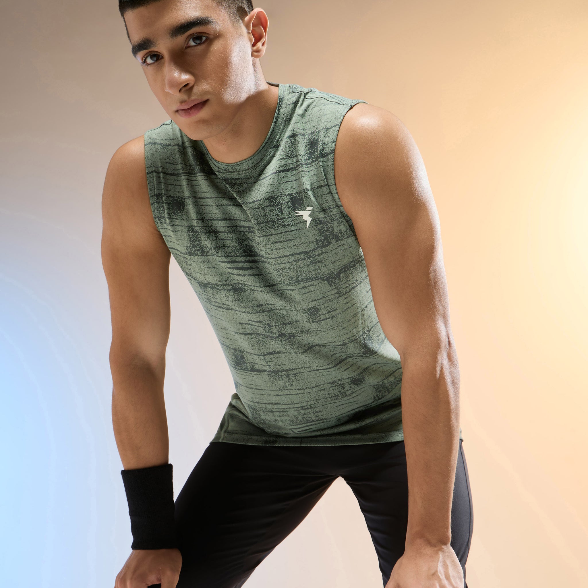 Men Jacquard Slim Fit Round Neck Sports Innerwear Vest with DOUBLE COOL