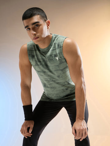 Men Jacquard Slim Fit Round Neck Sports Innerwear Vest with DOUBLE COOL