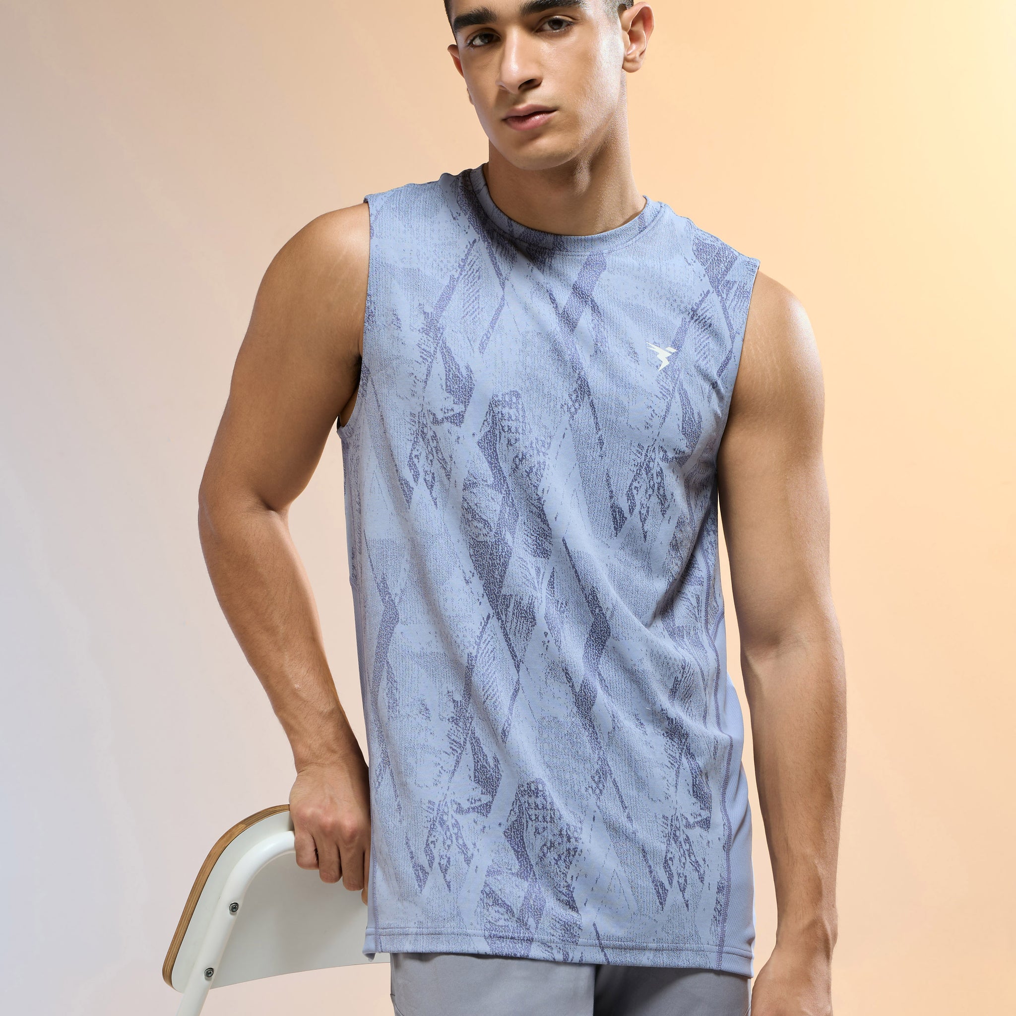 Men Jacquard Slim Fit Round Neck Sports Innerwear Vest with DOUBLE COOL