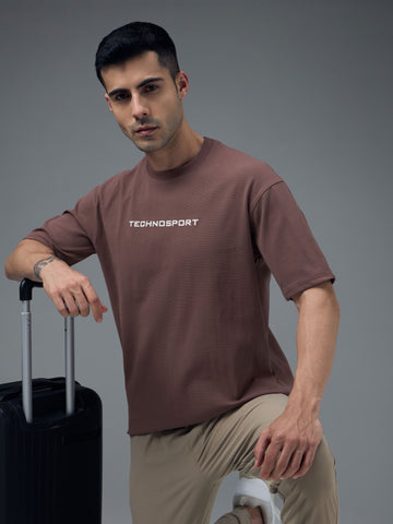 Men Printed Oversized Round Neck Sports T-shirt with ELASTO PLUS