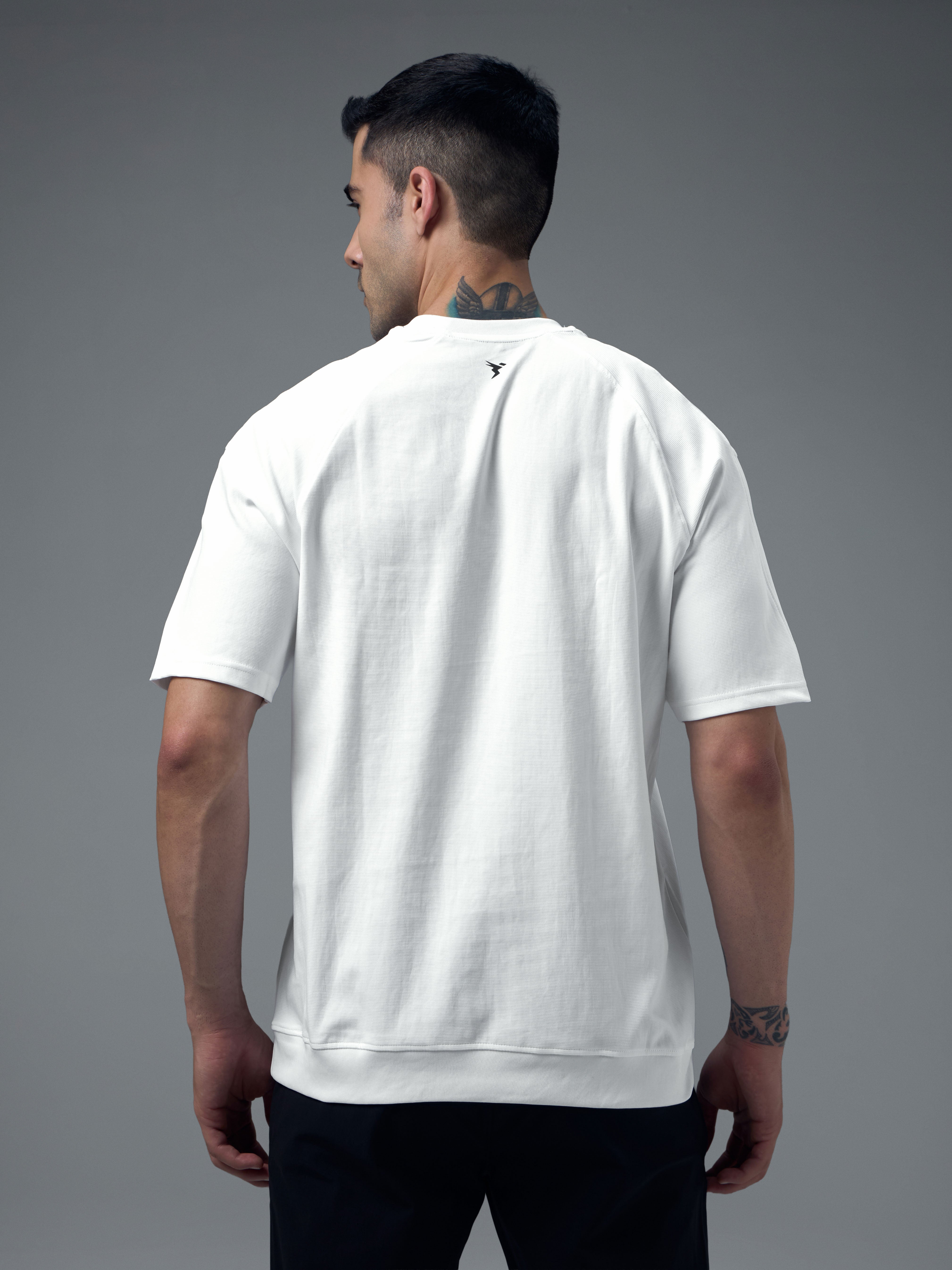 Men Printed Oversized Round Neck Sports T-shirt with ELASTO PLUS