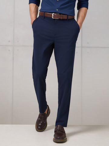 Men Semi-Formal Solid Straight Fit Trousers Pants with DURACOOL+