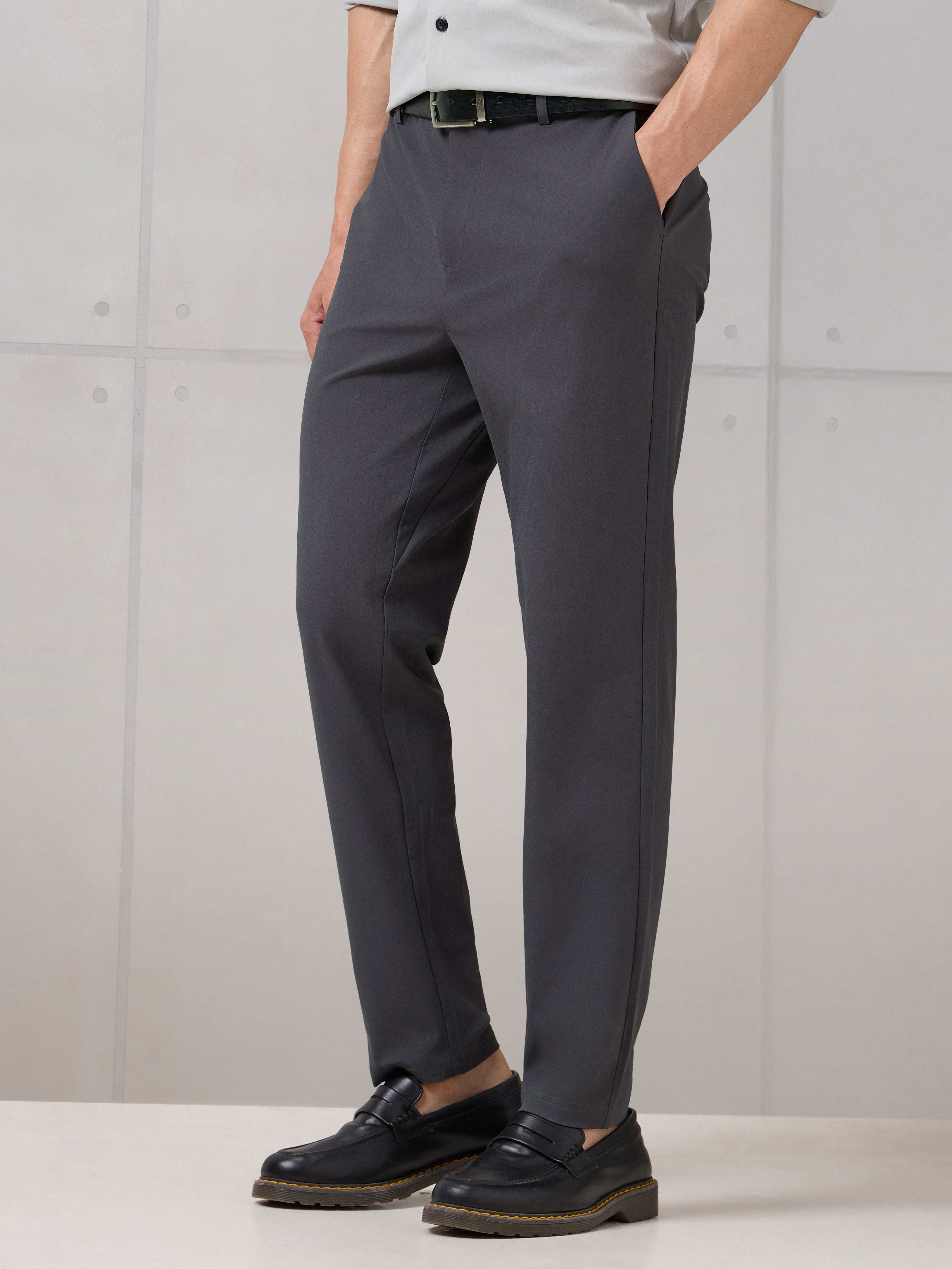 Men Semi-Formal Solid Straight Fit Trousers Pants with DURACOOL+