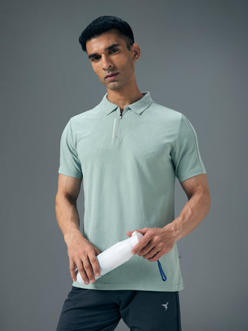 Men Jacquard Slim Fit Polo Sports T-shirt with MATPIQ