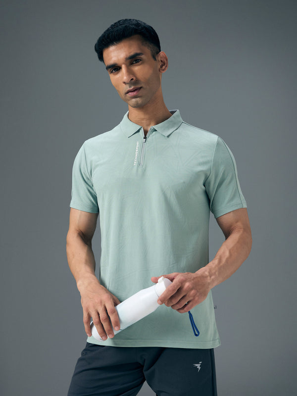 Men Jacquard Slim Fit Polo Sports T-shirt with MATPIQ