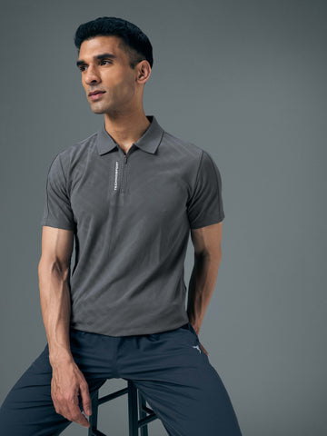 Men Jacquard Slim Fit Polo Sports T-shirt with MATPIQ