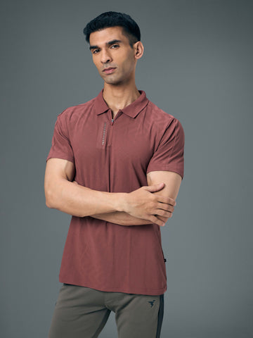 Men Jacquard Slim Fit Polo Sports T-shirt with MATPIQ