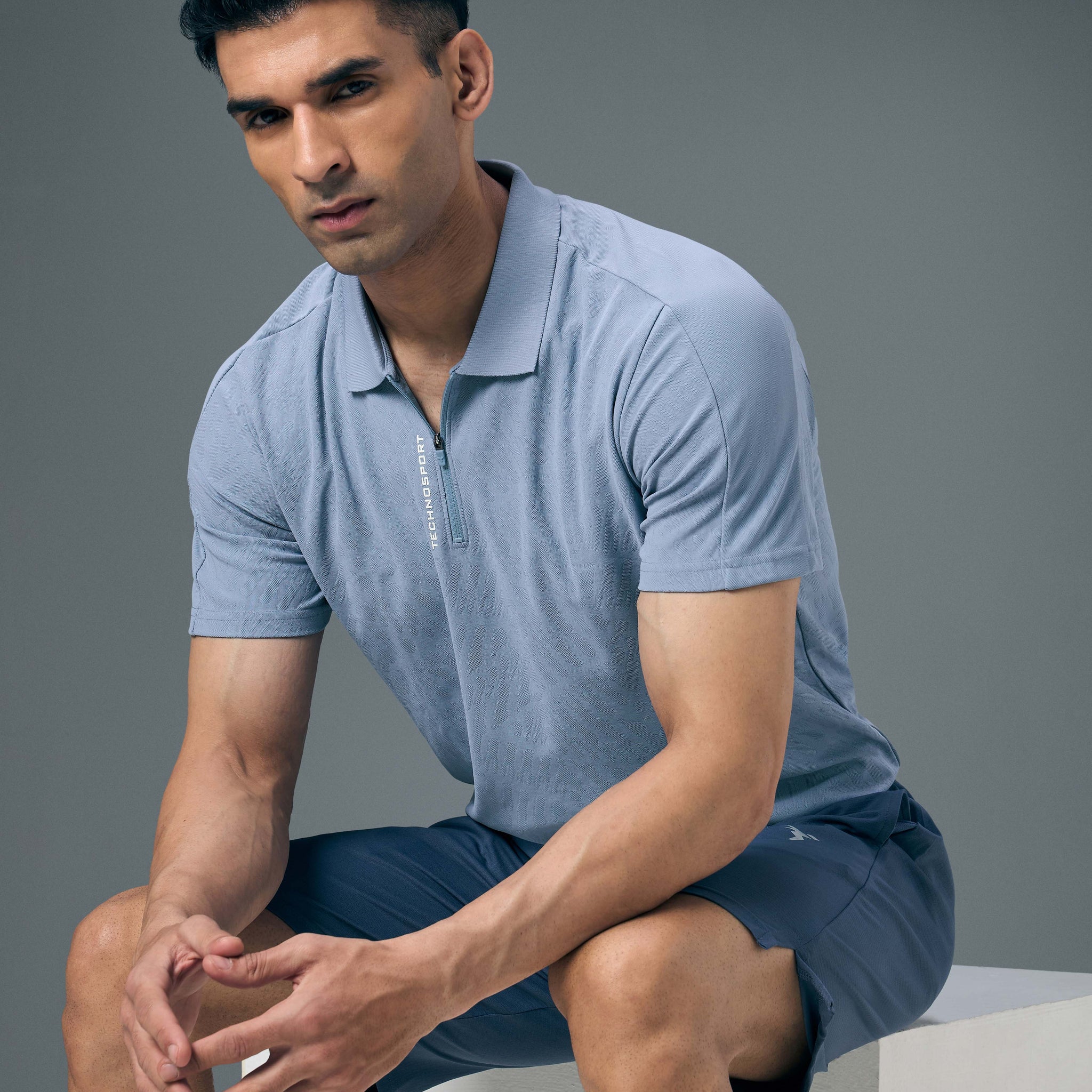 Men Jacquard Slim Fit Polo Sports T-shirt with MATPIQ