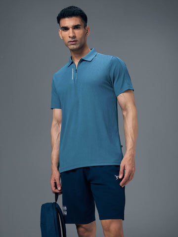 Men Jacquard Slim Fit Polo Sports T-shirt with MATPIQ