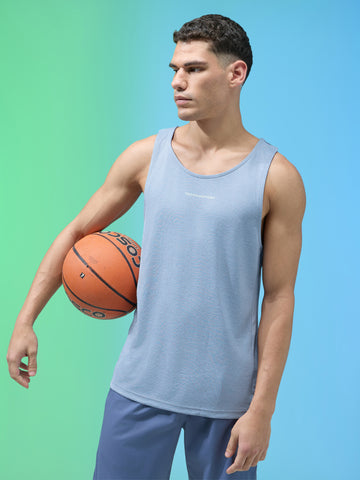 Men Melange Slim Fit Round Neck Sports Innerwear Vest with DOUBLE COOL