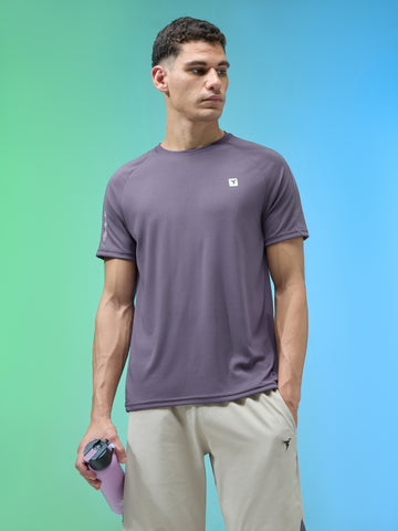 Men Solid Slim Fit Round Neck Sports T-shirt with TECHNOCOOL+