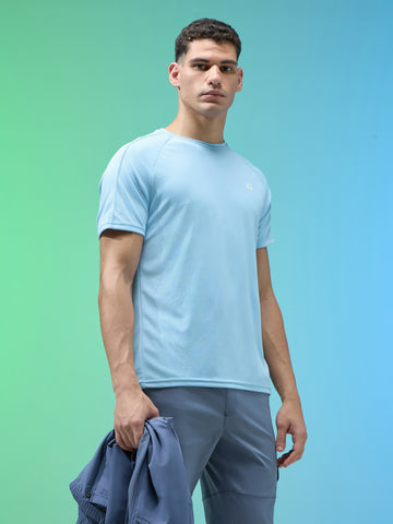 Men Solid Slim Fit Round Neck Sports T-shirt with TECHNOCOOL+