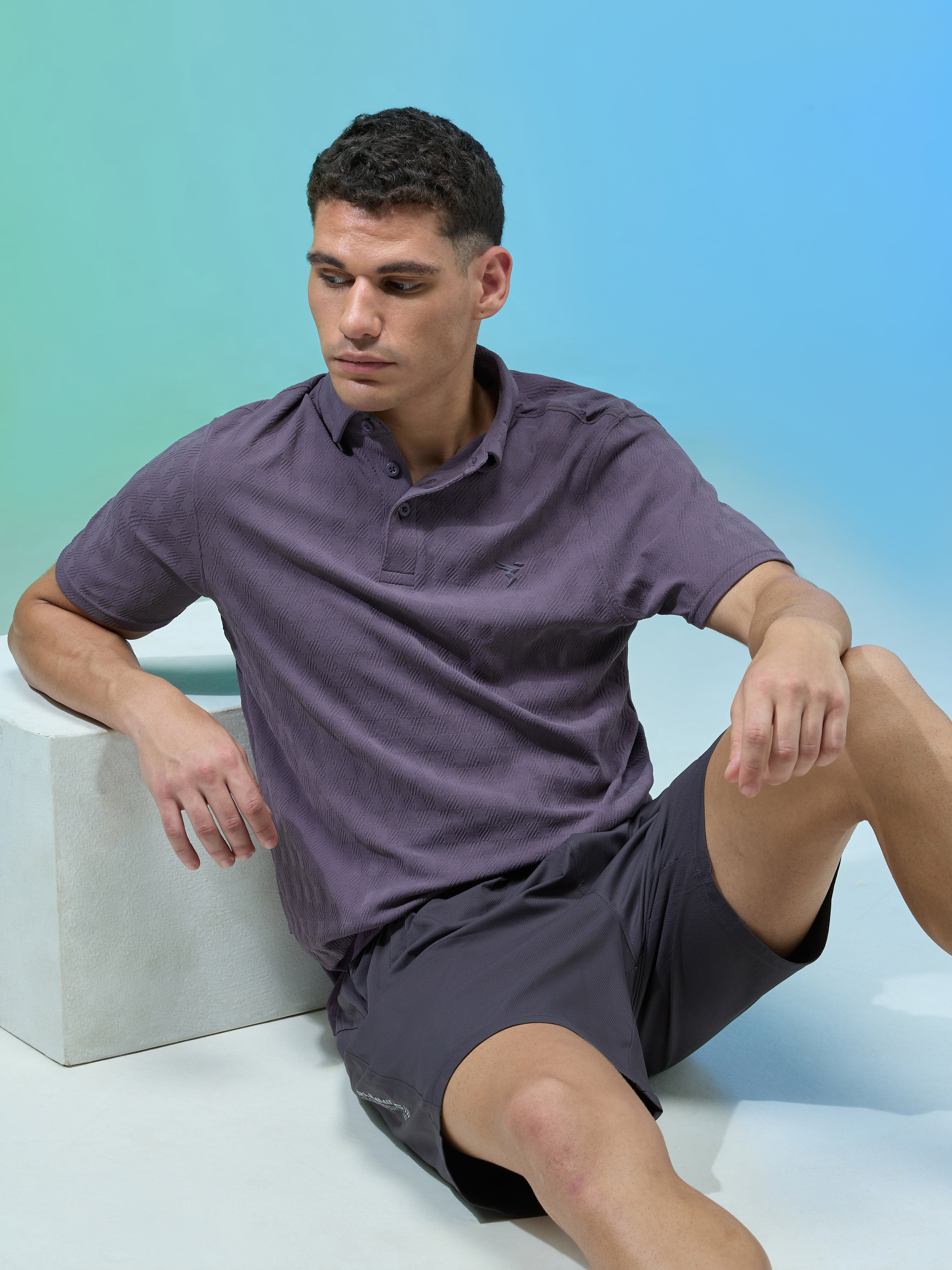 Men Jacquard Slim Fit Polo Sports T-shirt with COTFLEX