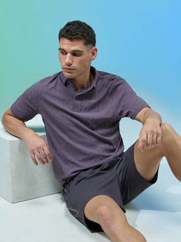 Men Jacquard Slim Fit Polo Sports T-shirt with COTFLEX