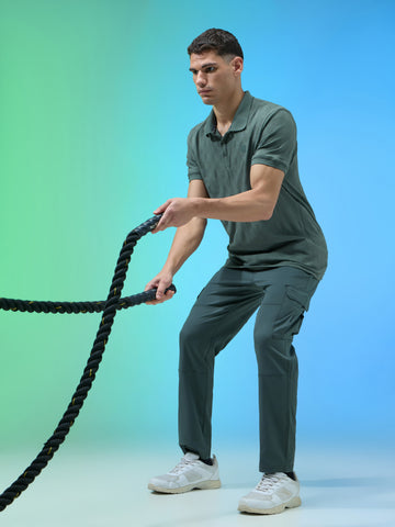 Men Jacquard Slim Fit Polo Sports T-shirt with COTFLEX