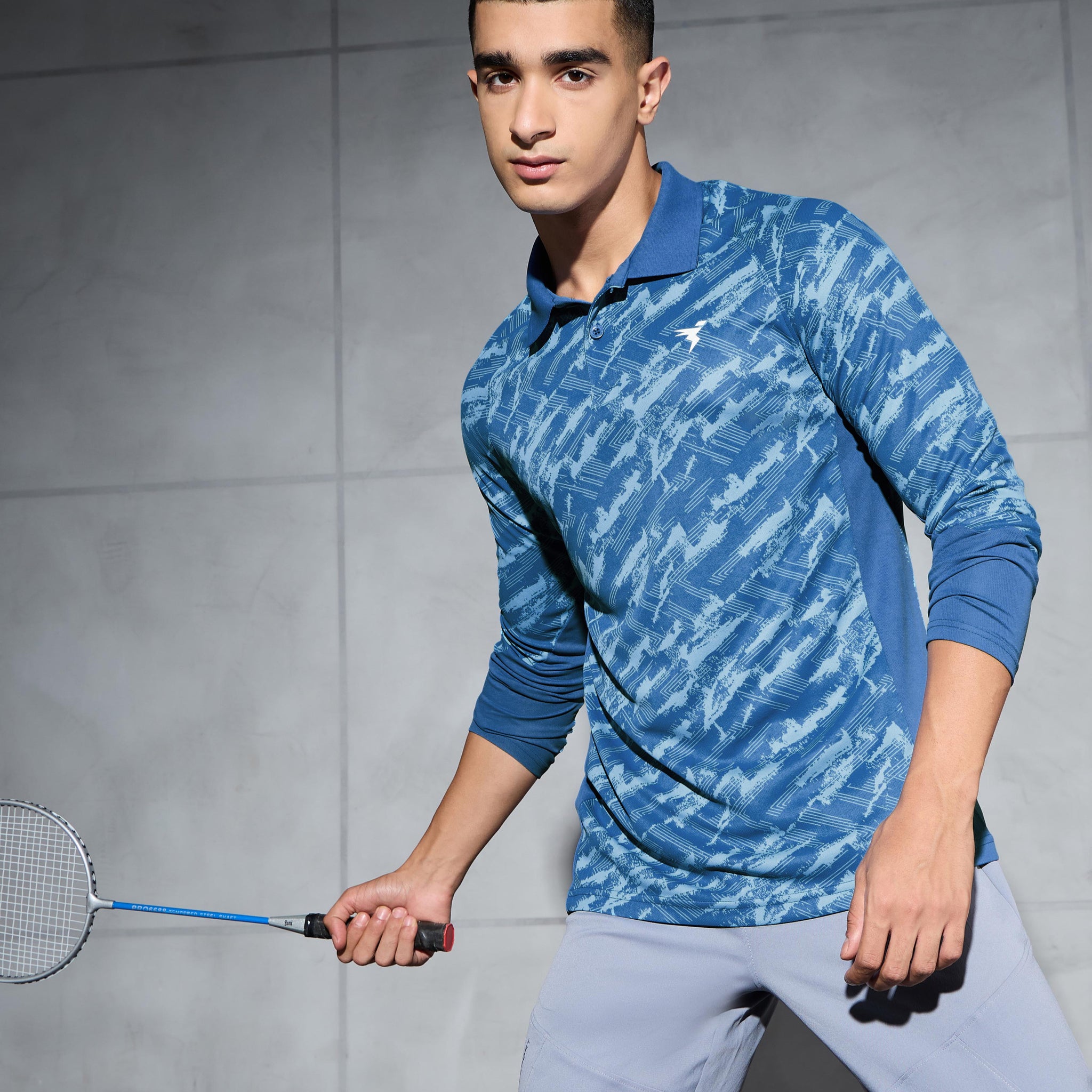 Men Printed Slim Fit Polo Sports T-shirt with TECHNOCOOL+