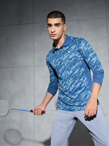 Men Printed Slim Fit Polo Sports T-shirt with TECHNOCOOL+