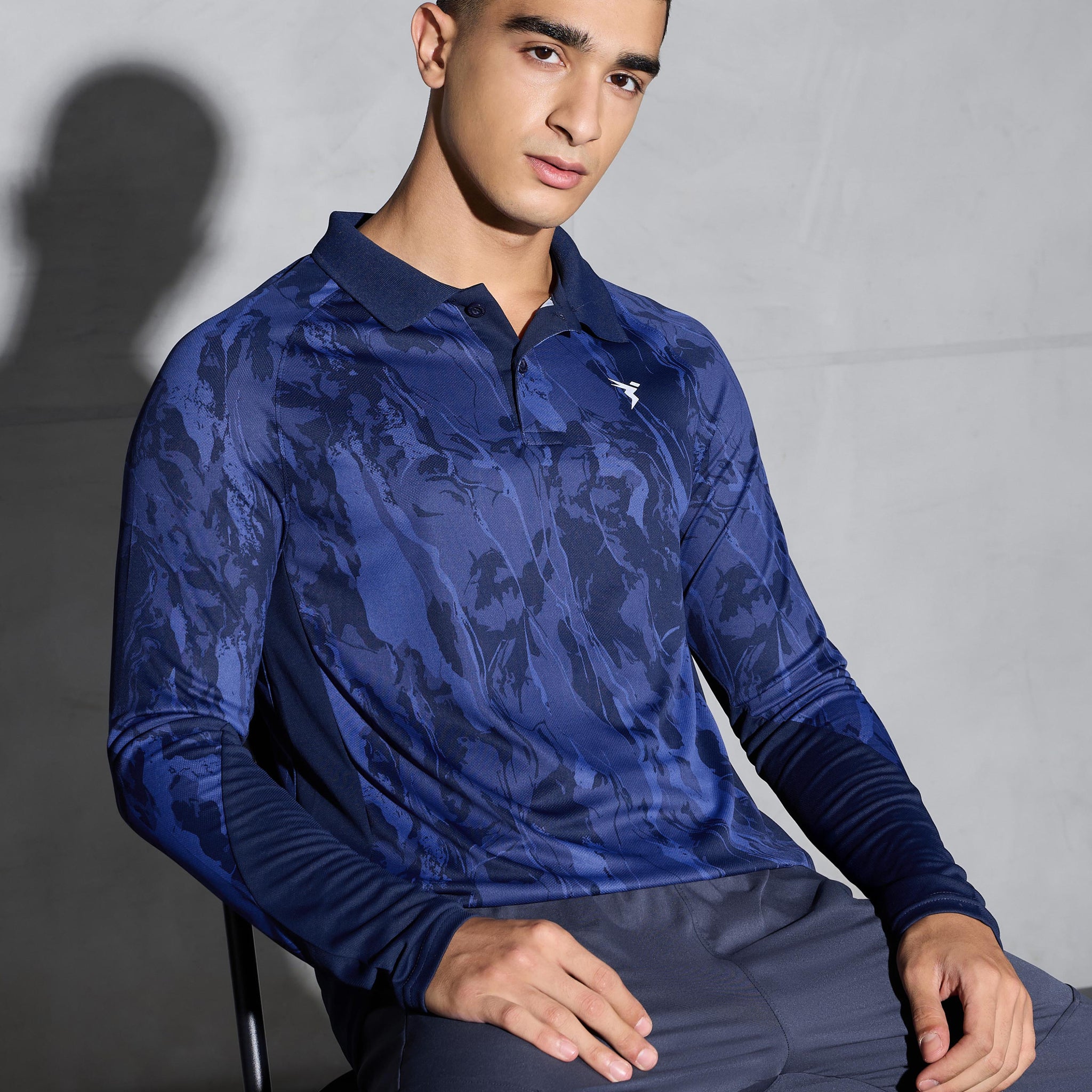 Men Printed Slim Fit Polo Sports T-shirt with TECHNOCOOL+