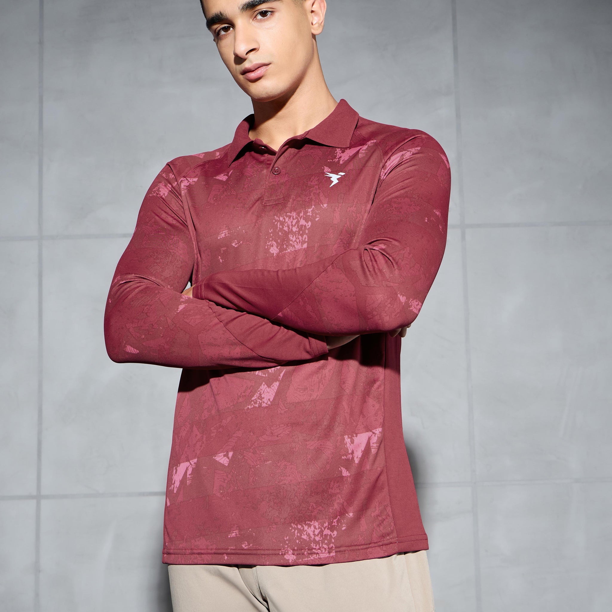 Men Printed Slim Fit Polo Sports T-shirt with TECHNOCOOL+