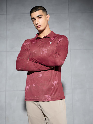 Men Printed Slim Fit Polo Sports T-shirt with TECHNOCOOL+