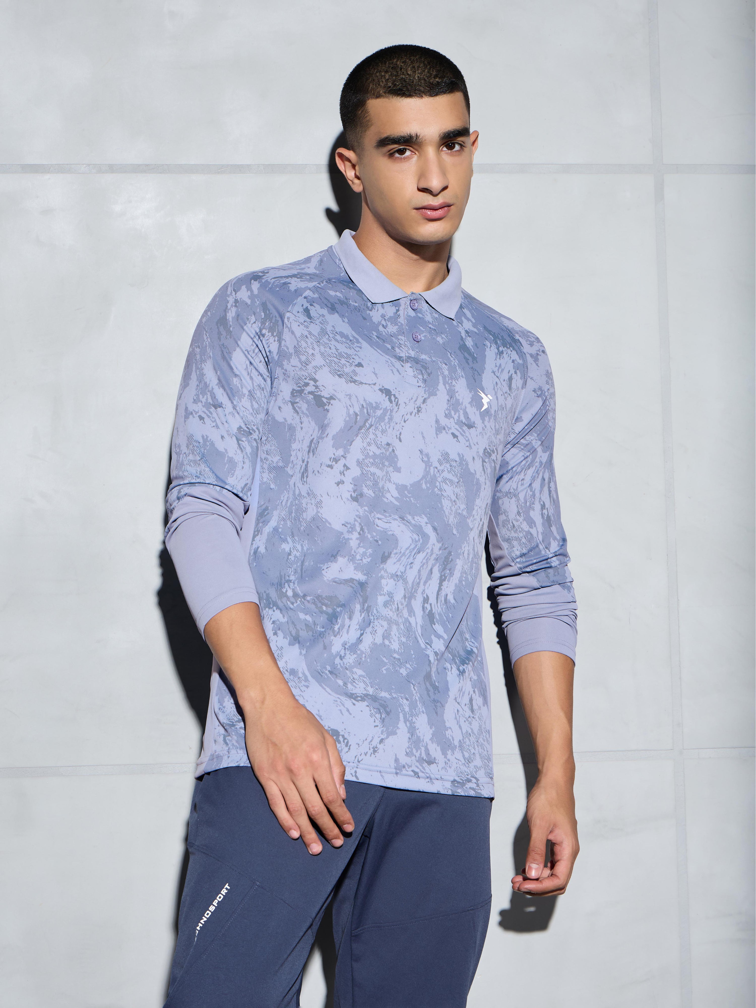 Men Printed Slim Fit Polo Sports T-shirt with TECHNOCOOL+