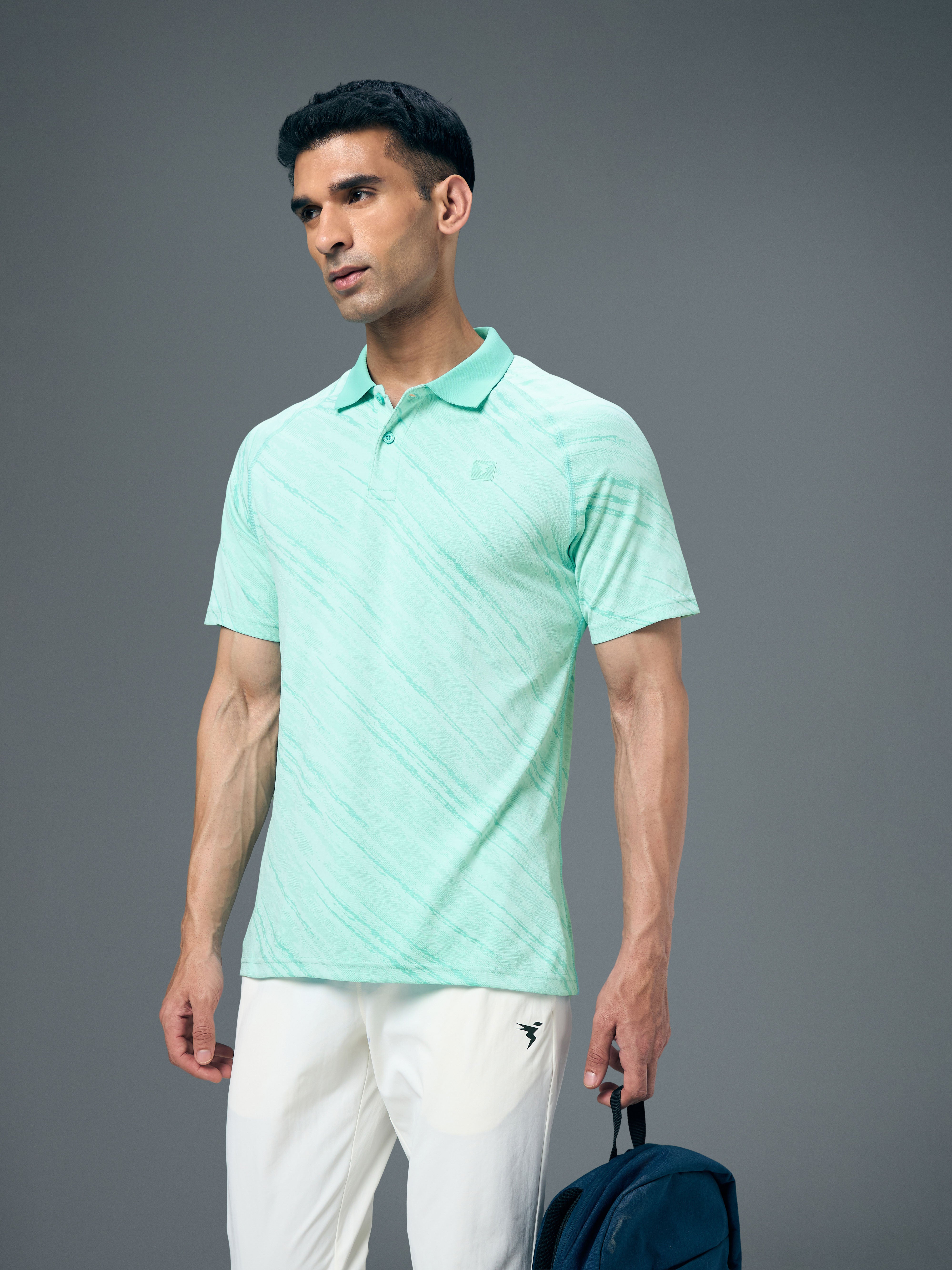 Men Slim Polo Neck T-shirt with DOUBLECOOL