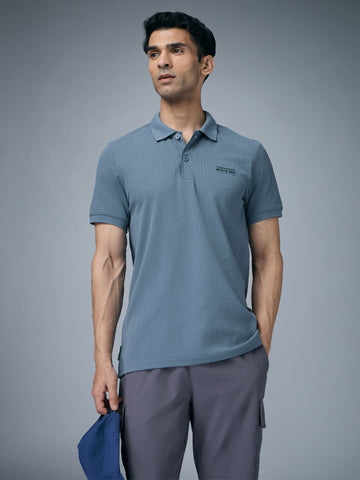 Men Self Design Active Out Slim Fit Polo T-Shirt with ELASTO PLUS