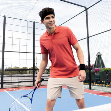 Men Self Design Active Out Slim Fit Polo T-Shirt with ELASTO PLUS