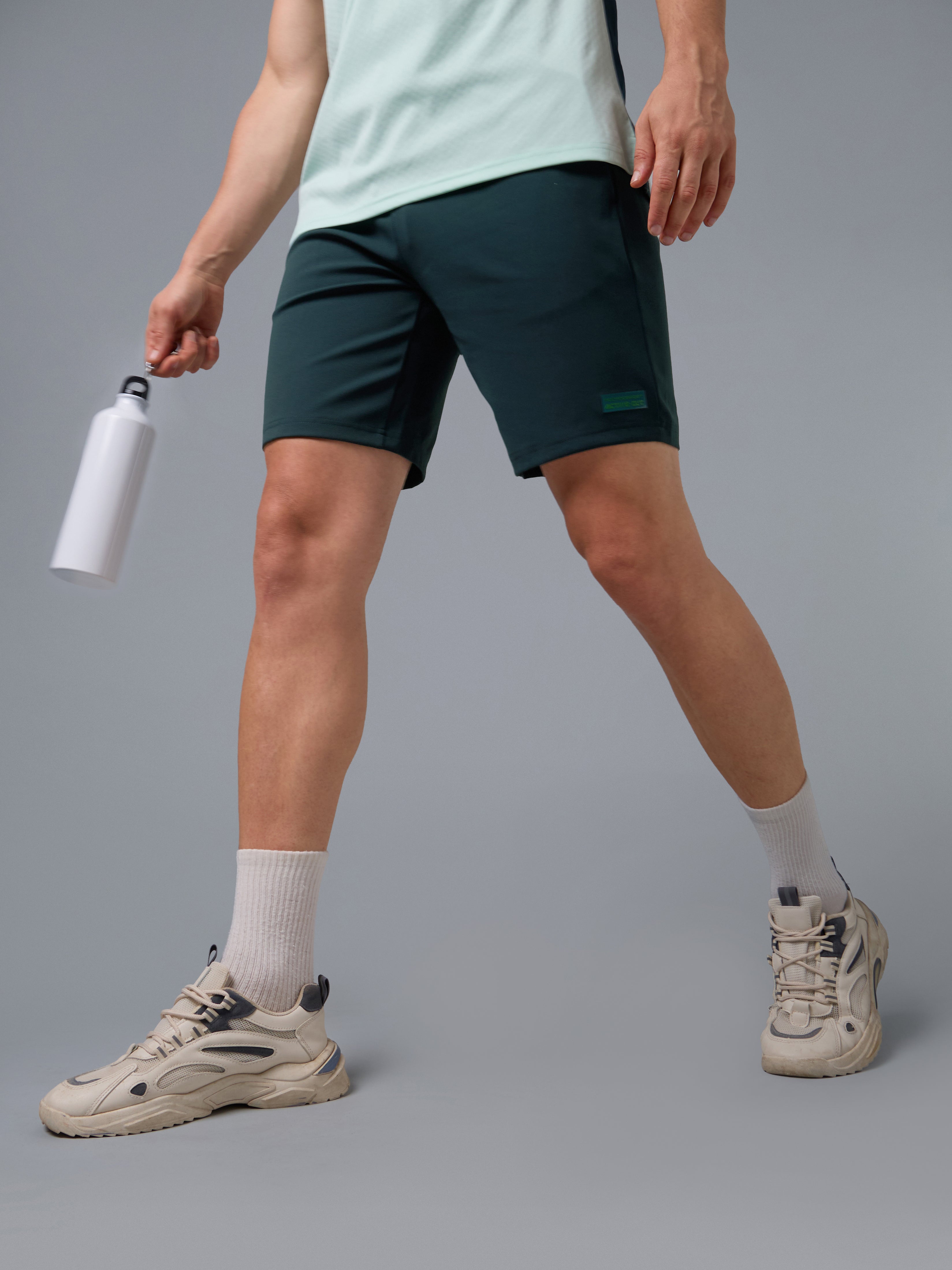 Men Solid Slim Fit Active Out Sports Shorts with ELASTOPLUS