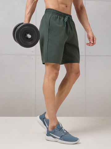 Men Solid Slim Fit Active Out Sports Shorts with ELASTOPLUS