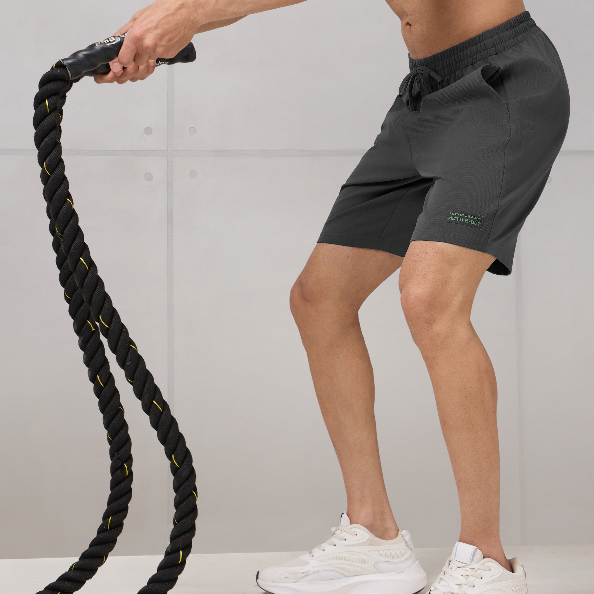 Men Solid Slim Fit Active Out Sports Shorts with ELASTOPLUS